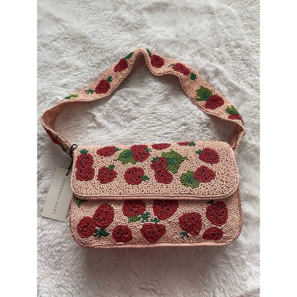 Sincerely Jules Hand Beaded Strawberry Shoulder Bag Purse Viral NEW - Picture 1 of 16